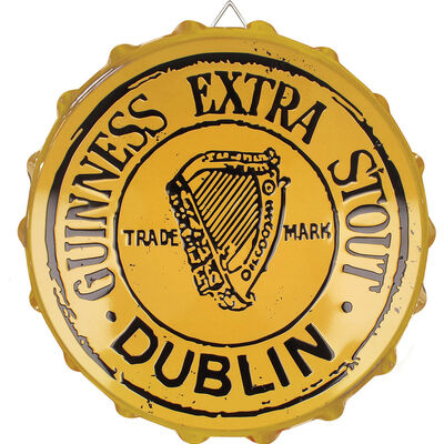 Guinness Extra Stout Bottle Cap Cream Metal Sign